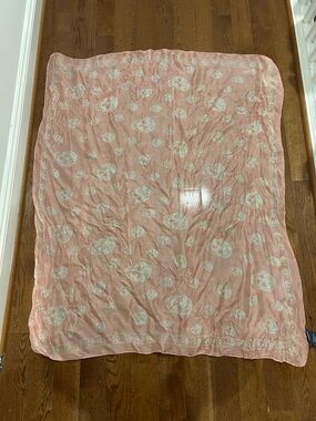 Alexander McQueen Dusty Pink Silk-Blend Scarf with Subtle Skull Detail